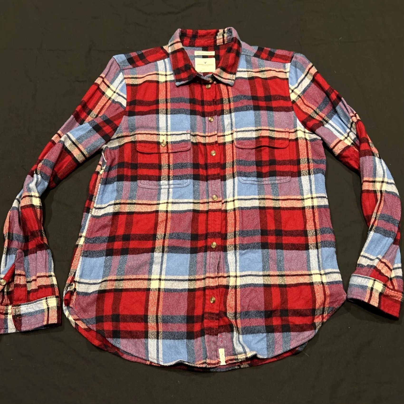 American Eagle Outfitters American Eagle Outfitters Shirt Womens L Red Plaid Flannel Button Up A31 Size L / US 10 / IT 46 - 2 Thumbnail