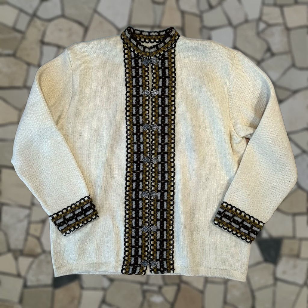 Vintage VINTAGE Unbranded Fair Isle Cardigan Clasp Sweater Women’s Medium Ivory Crew Neck Long Sleeve Wool Knit Classic Size M / US 6-8 / IT 42-44 - 1 Thumbnail