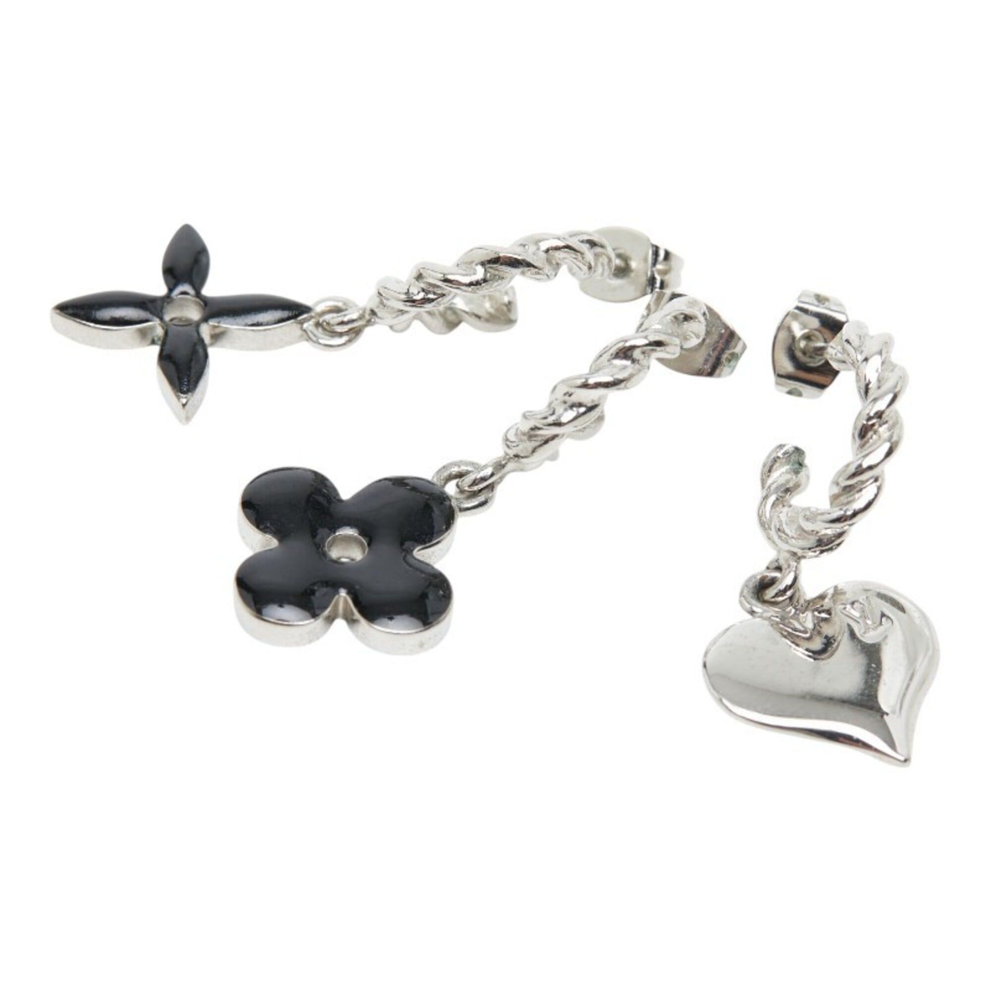Louis Vuitton Louis Vuitton Boucles d'Oreilles Sweet Monogram Earrings 3-Piece Set M65677 Silver Black Metal Women's LOUIS VUITTON Size ONE SIZE - 1 Thumbnail