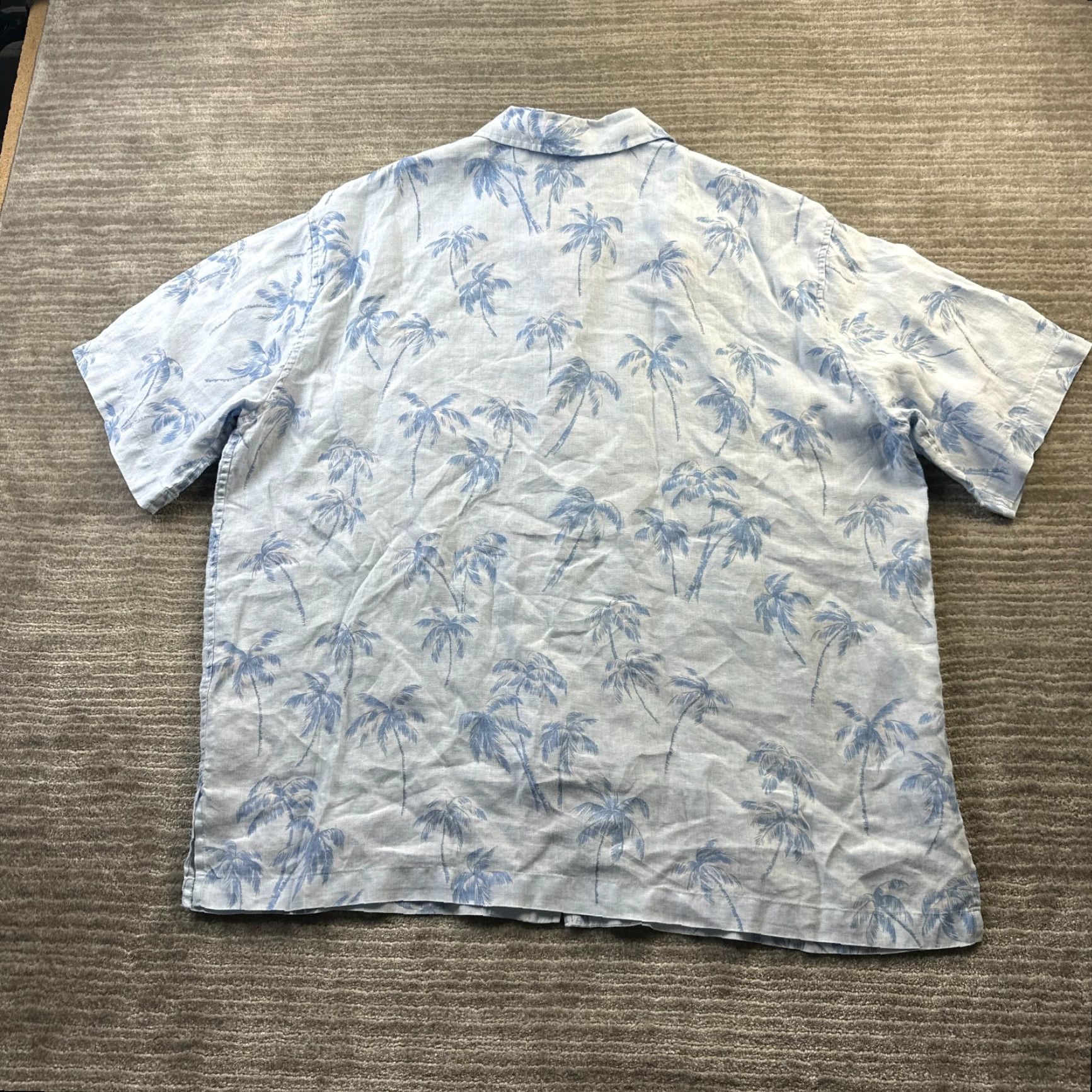Tori Richard Tori Richard Shirt Mens Extra Large Blue Button Up Linen Camp Size US XL / EU 56 / 4 - 4 Thumbnail