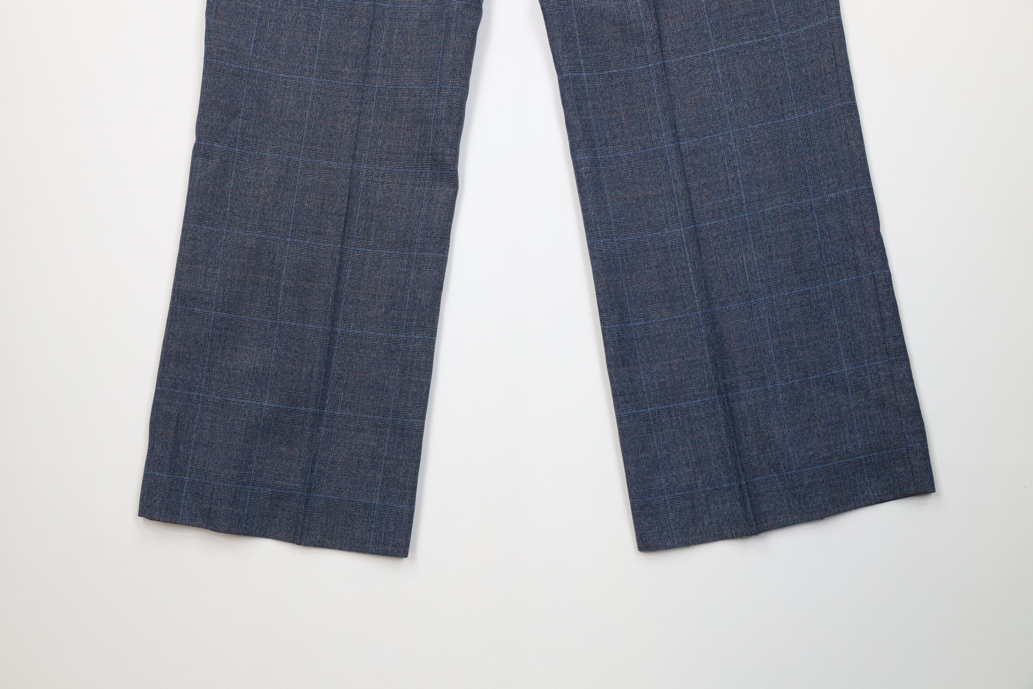 Vintage 70s Streetwear Knit Bell Bottoms Chino Pants Plaid