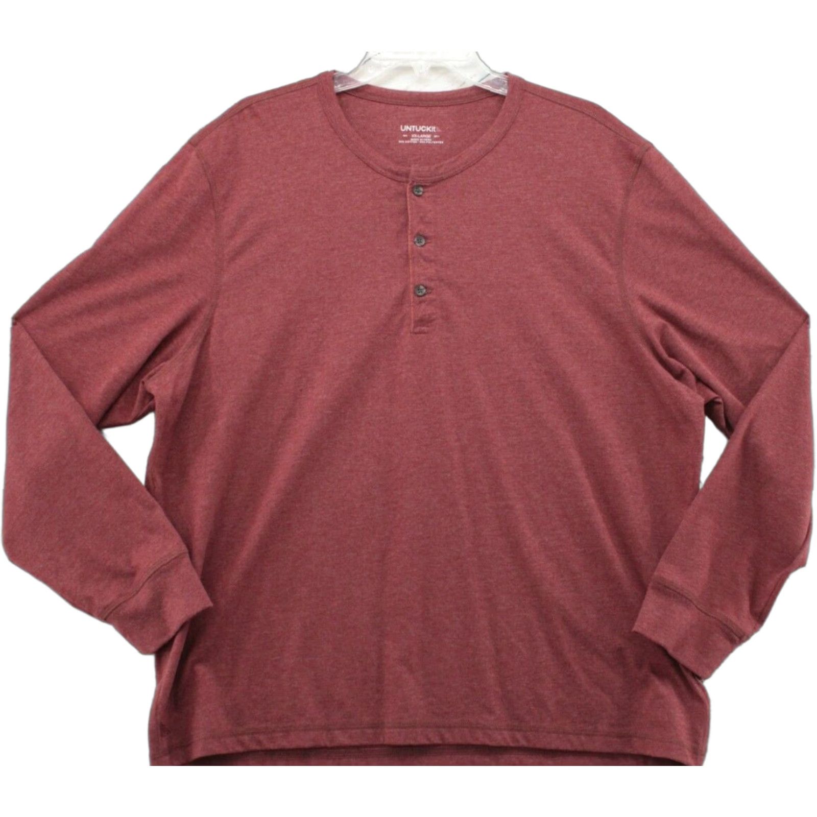 UNTUCKit UNTUCKit Henley Shirt Men's XXL Red Heather Long Sleeve Crew Neck Size US XXL / EU 58 / 5 - 1 Thumbnail