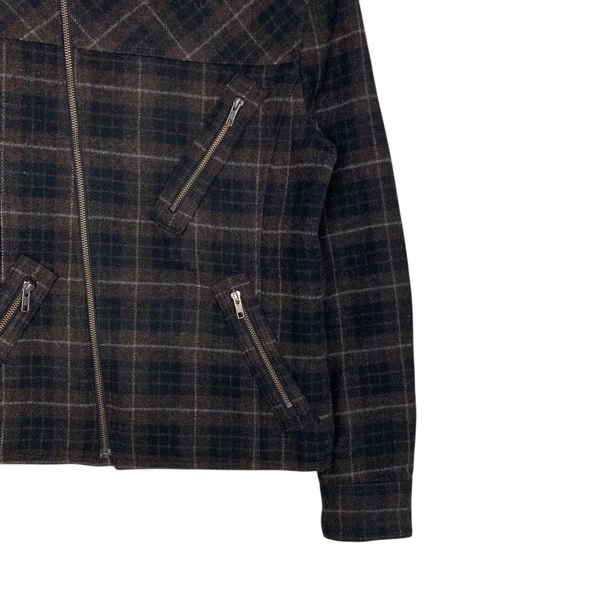 Japanese Brand AS SUPER SONIC Wool Checked Asymmetrical Jacket #2939-C133 Size US M / EU 48-50 / 2 - 6 Thumbnail