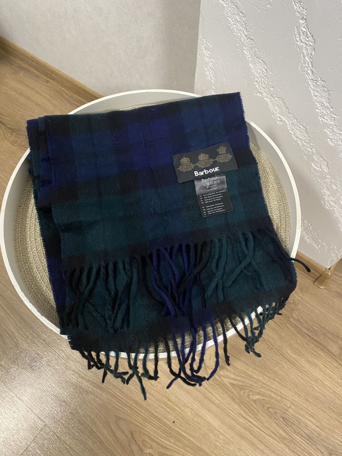 Barbour Barbour Wool Tartan Blue/Green Scarf Size ONE SIZE - 1 Thumbnail