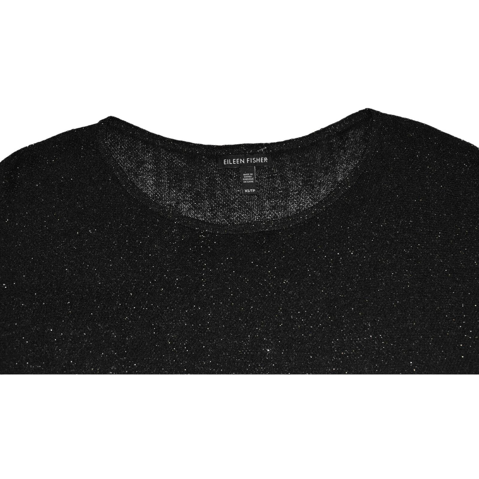 Eileen Fisher NEW EILEEN FISHER Black Metallic Mesh Linen Blend Top Sz XS Size XS / US 0-2 / IT 36-38 - 4 Thumbnail