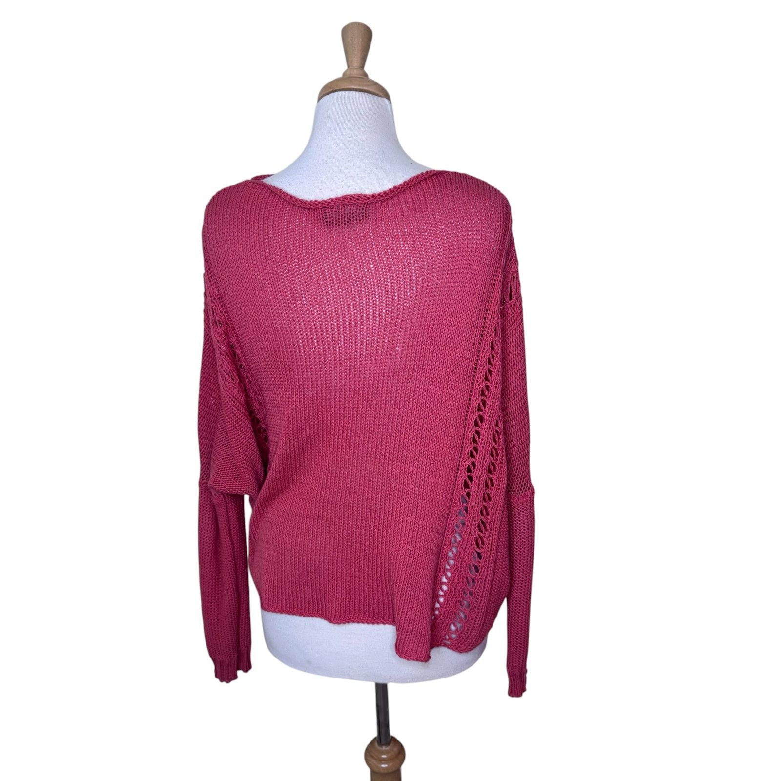 Other WOODEN SHIPS Boat Neck Open Knit Sweater Coral Orange Size S / US 4 / IT 40 - 2 Thumbnail