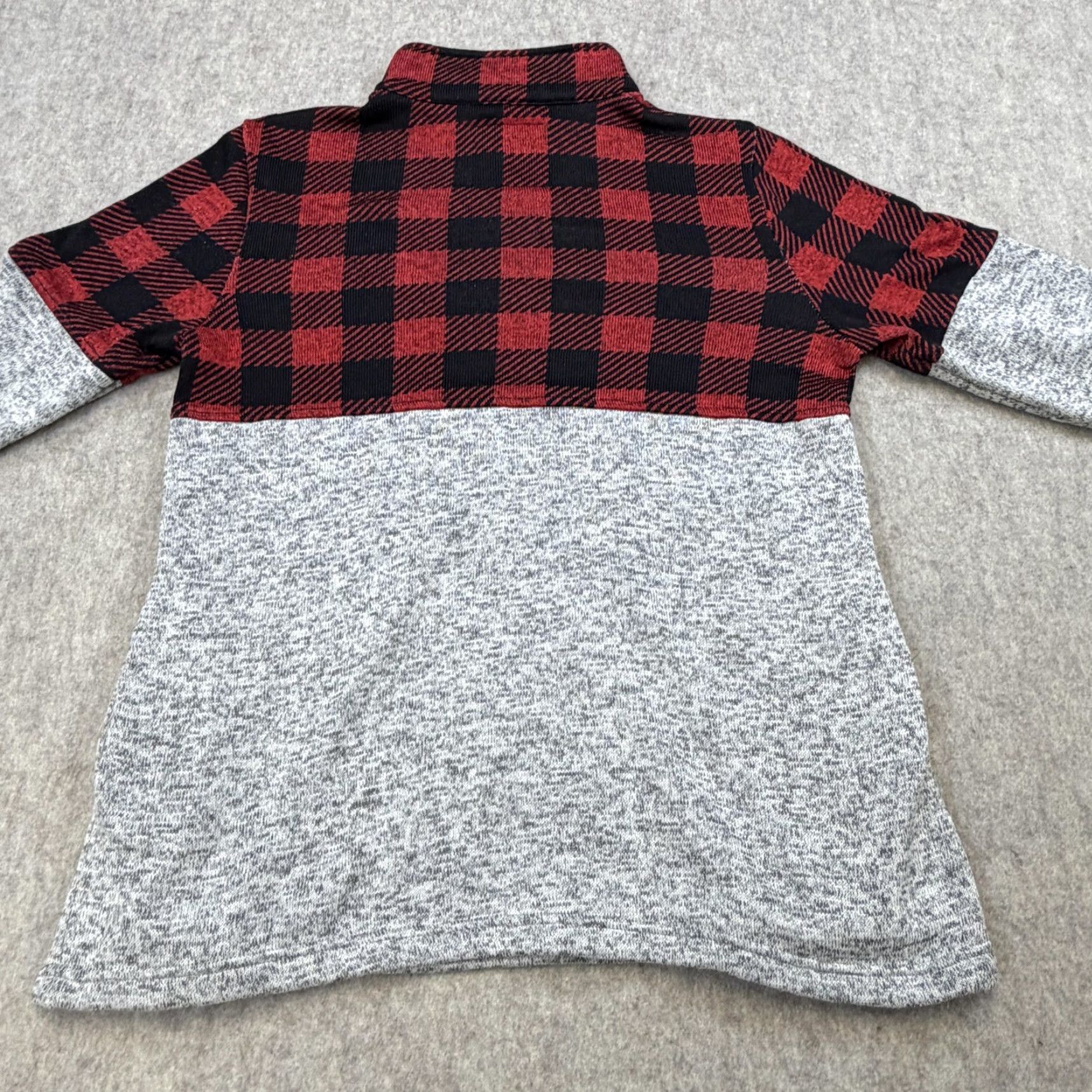 Vintage Simply Southern Sweater Womens Large Red Plaid Gray Quarter Zip Pullover Size L / US 10 / IT 46 - 7 Thumbnail