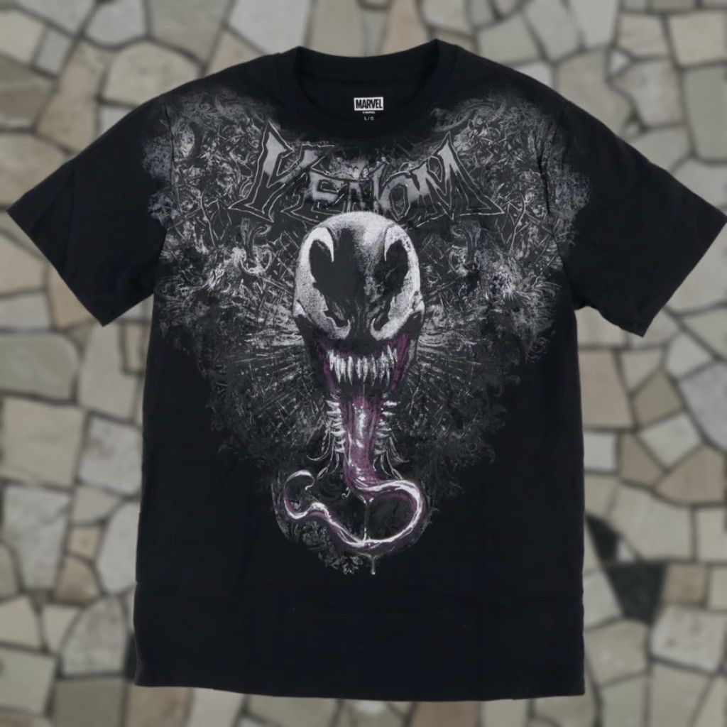 Vintage Marvel Venom Screen Print Solid T-Shirt Black Men's L Size US L / EU 52-54 / 3 - 1 Thumbnail