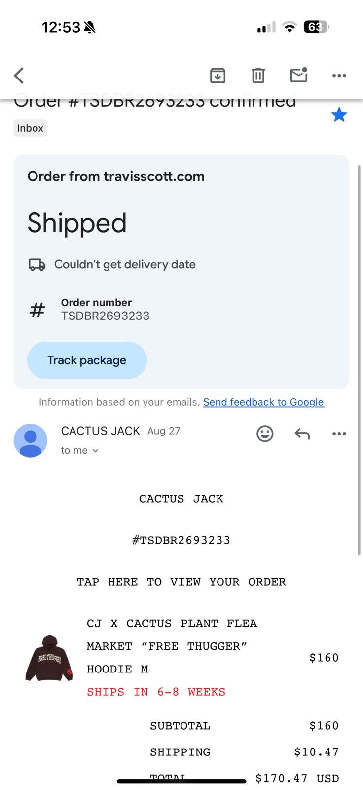 Cactus Plant Flea Market Cactus Jack x Cactus Plant Flea Market “Free Thugger” Hoodie Size US M / EU 48-50 / 2 - 5 Thumbnail