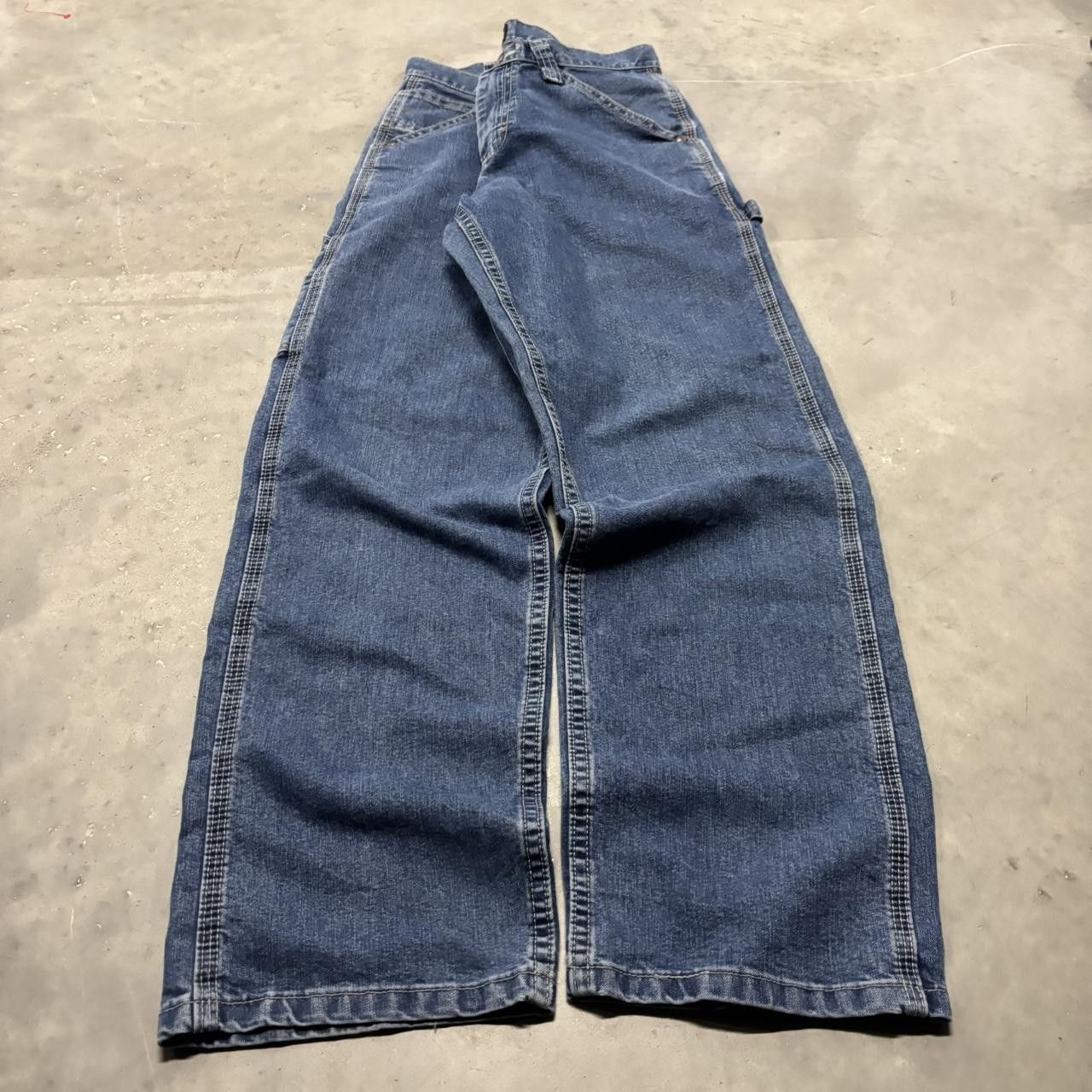 Japanese Brand × Vintage Crazy Vintage Y2K/2000s Dark Blue Wash Carpenter Denim Jeans! Size US 28 / EU 44 - 3 Thumbnail