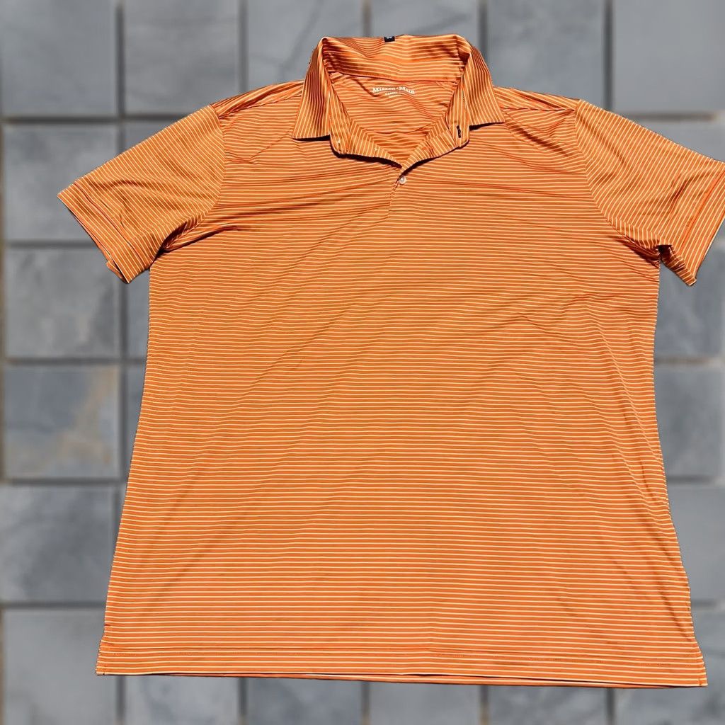 Mizzen+Main Mizzen & Main Polo Shirt Mens XL Orange Striped Short Sleeve Golf Performance Size US XL / EU 56 / 4 - 1 Thumbnail