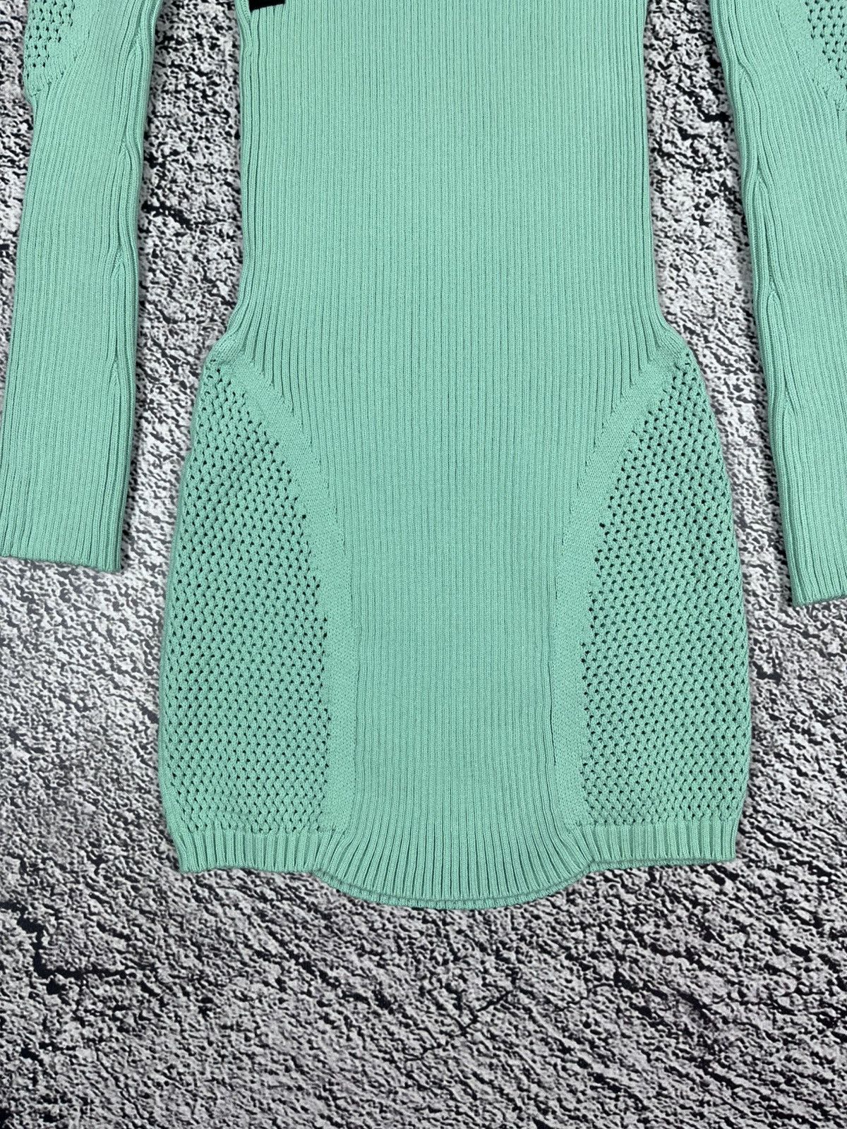 Roberto Cavalli Just Cavalli Mint Ribbed Knit Bodycon Dress Mesh Panels Size XS / US 0-2 / IT 36-38 - 9 Thumbnail
