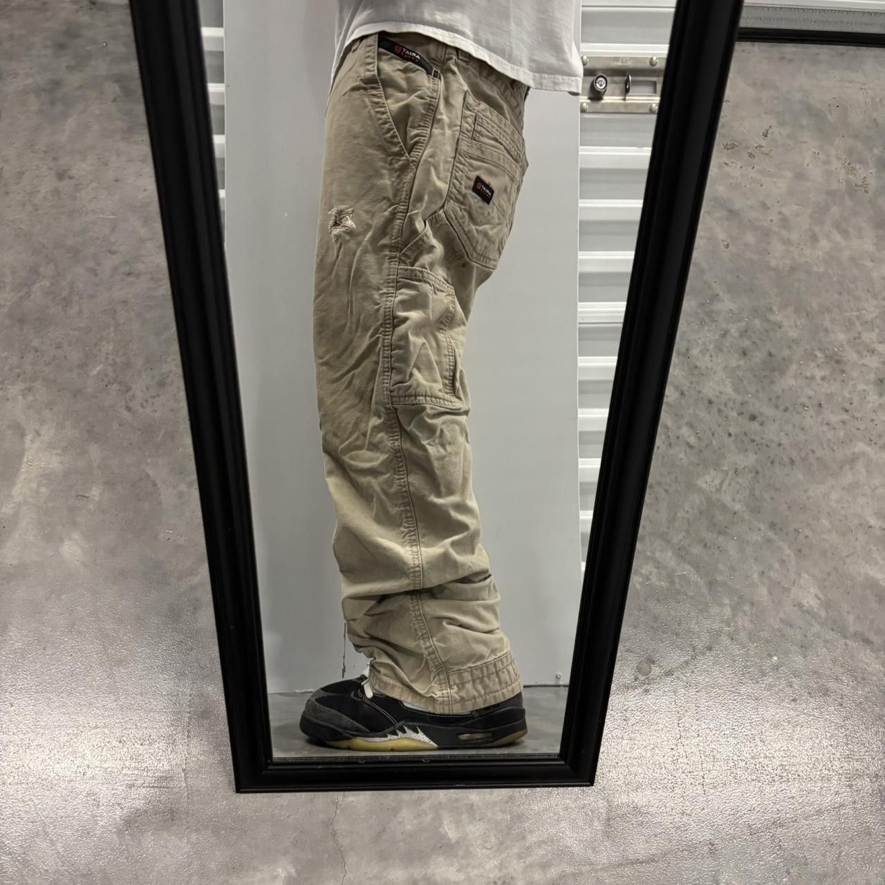 Japanese Brand × Vintage Crazy Vintage Y2K/2000s Khaki Tan Streetwear Workwear Carpenter Pants! Size US 34 / EU 50 - 2 Thumbnail