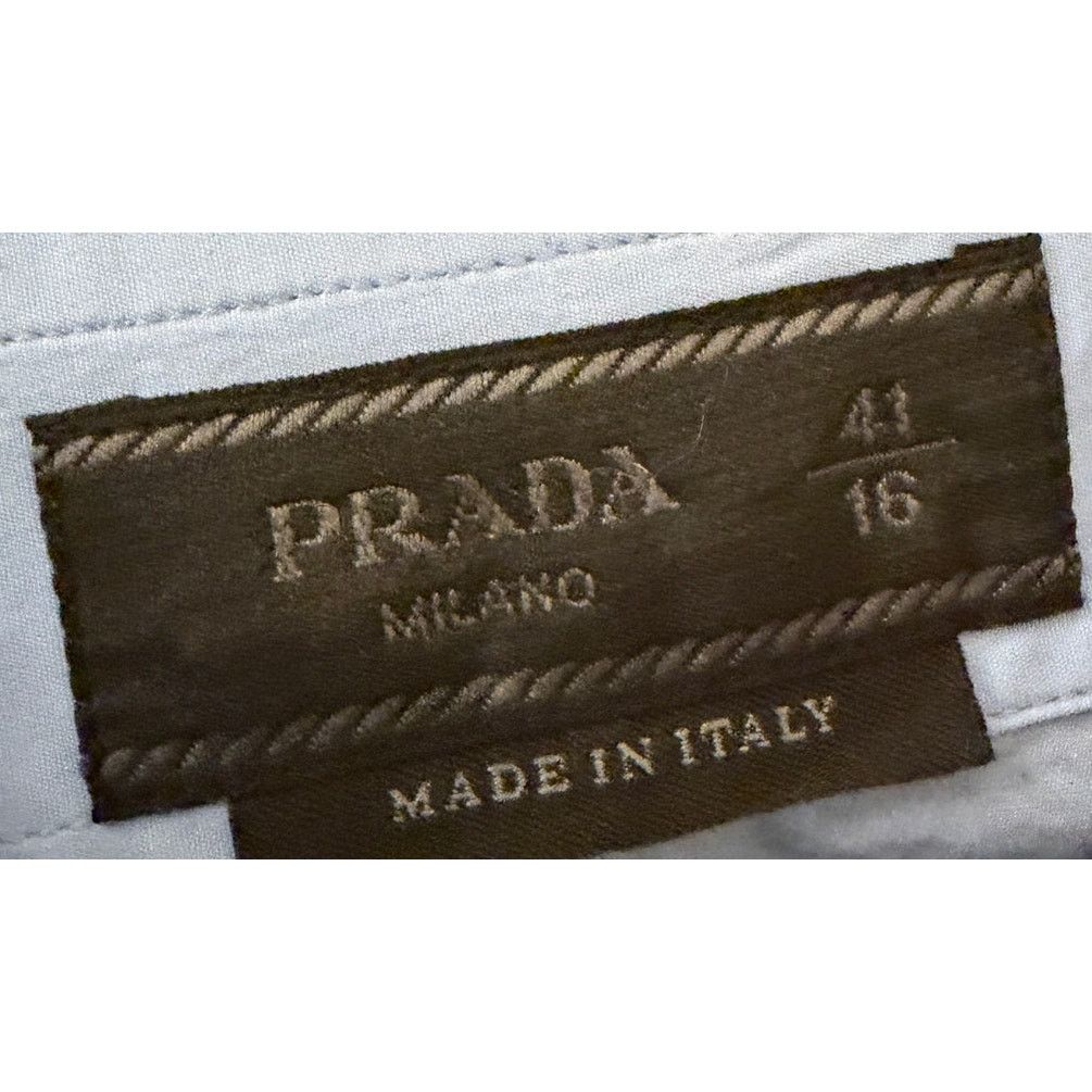 Prada Prada AW20 Collection Blue Cotton Ruffled Bib Shirt Size L / US 10 / IT 46 - 3 Thumbnail