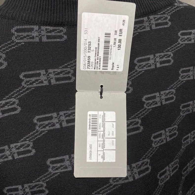 Balenciaga Balenciaga Black Logo Pattern Knit Sweater-2505 Size US S / EU 44-46 / 1 - 8 Thumbnail