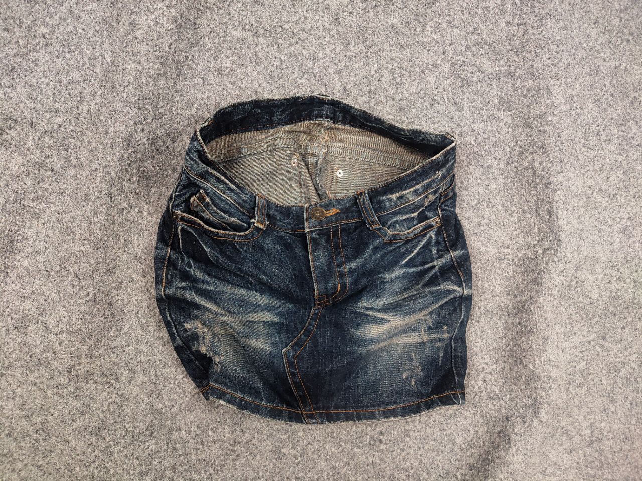 Japanese Brand Vintage Opium Y2K Bondage Distressed Washed Denim Mini Skirt Size 28" / US 6 / IT 42 - 1 Thumbnail