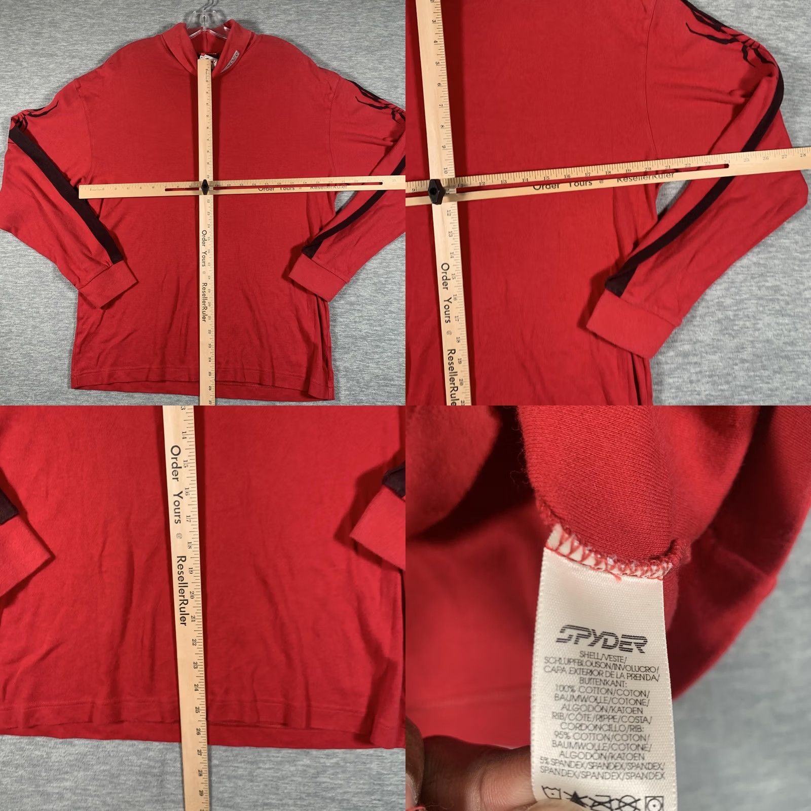 Spyder Spyder Shirt Mens L Red Mock Neck Long Sleeve Stripe Logo Stretch Athletic Size US L / EU 52-54 / 3 - 8 Thumbnail