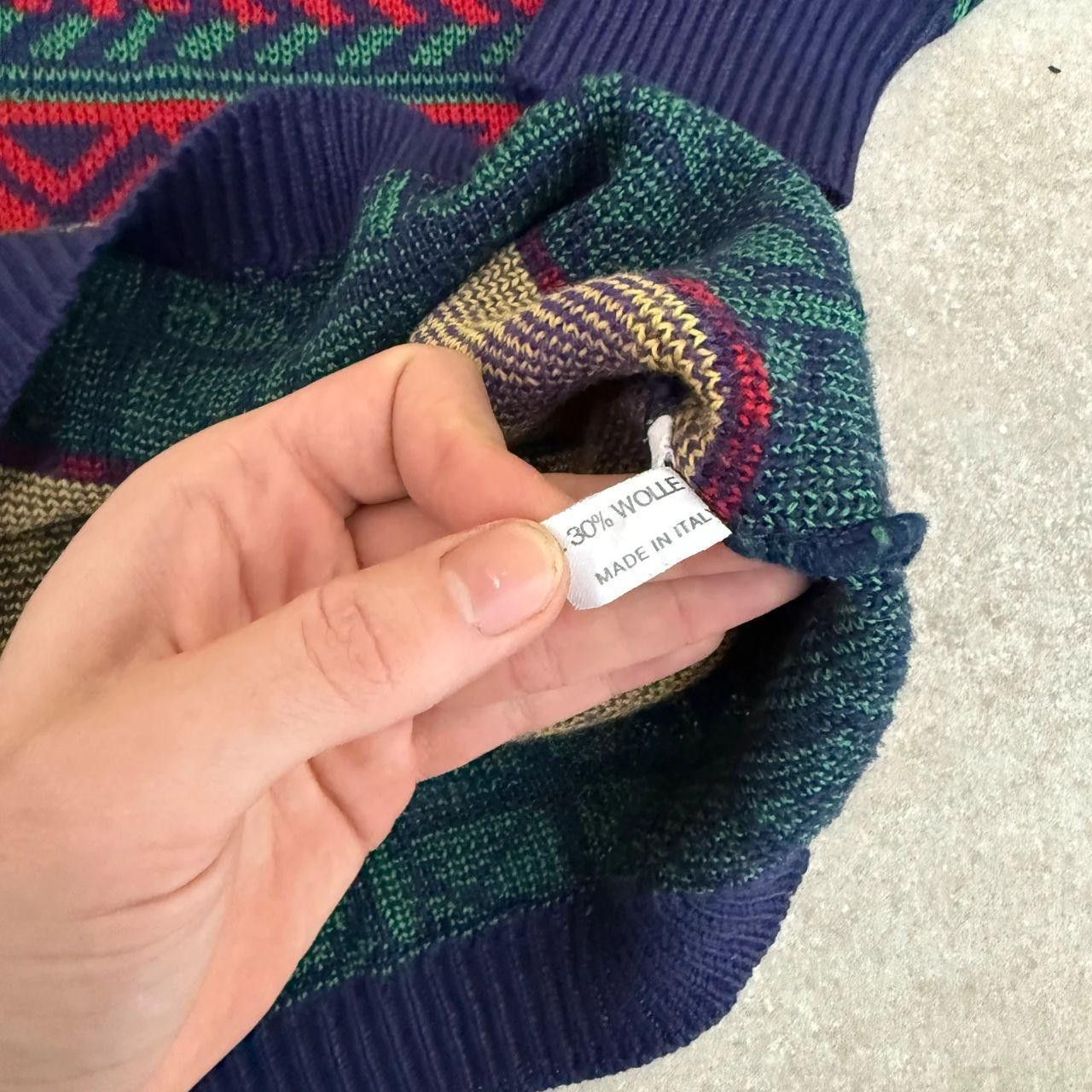 Vintage Vintage 90s Quarter Zip Jumper Made In Italy Wool Printed Size US M / EU 48-50 / 2 - 6 Thumbnail