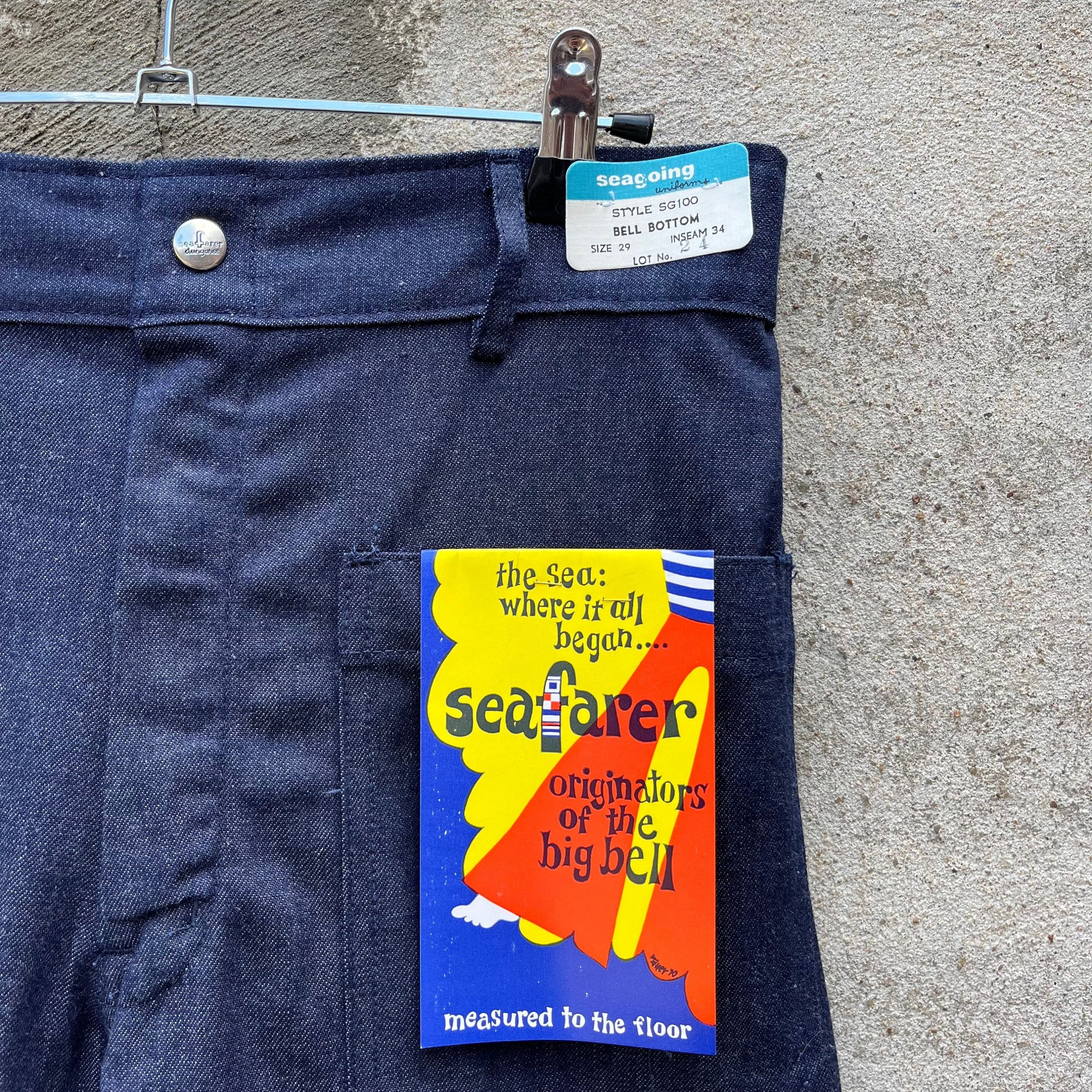 Vintage 80s USN Denim Dungaree Flare Seafarer Pants (NOS) Size US 29 - 7 Thumbnail