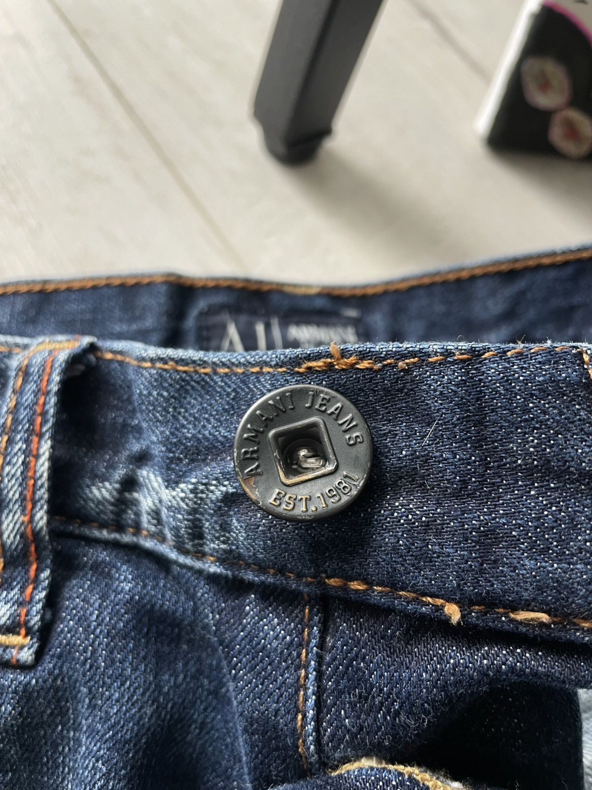Armani Vintage 00’s Armani Jeans Denim Indigo Y2K Metal Logo RARE Size 30" / US 8 / IT 44 - 8 Thumbnail