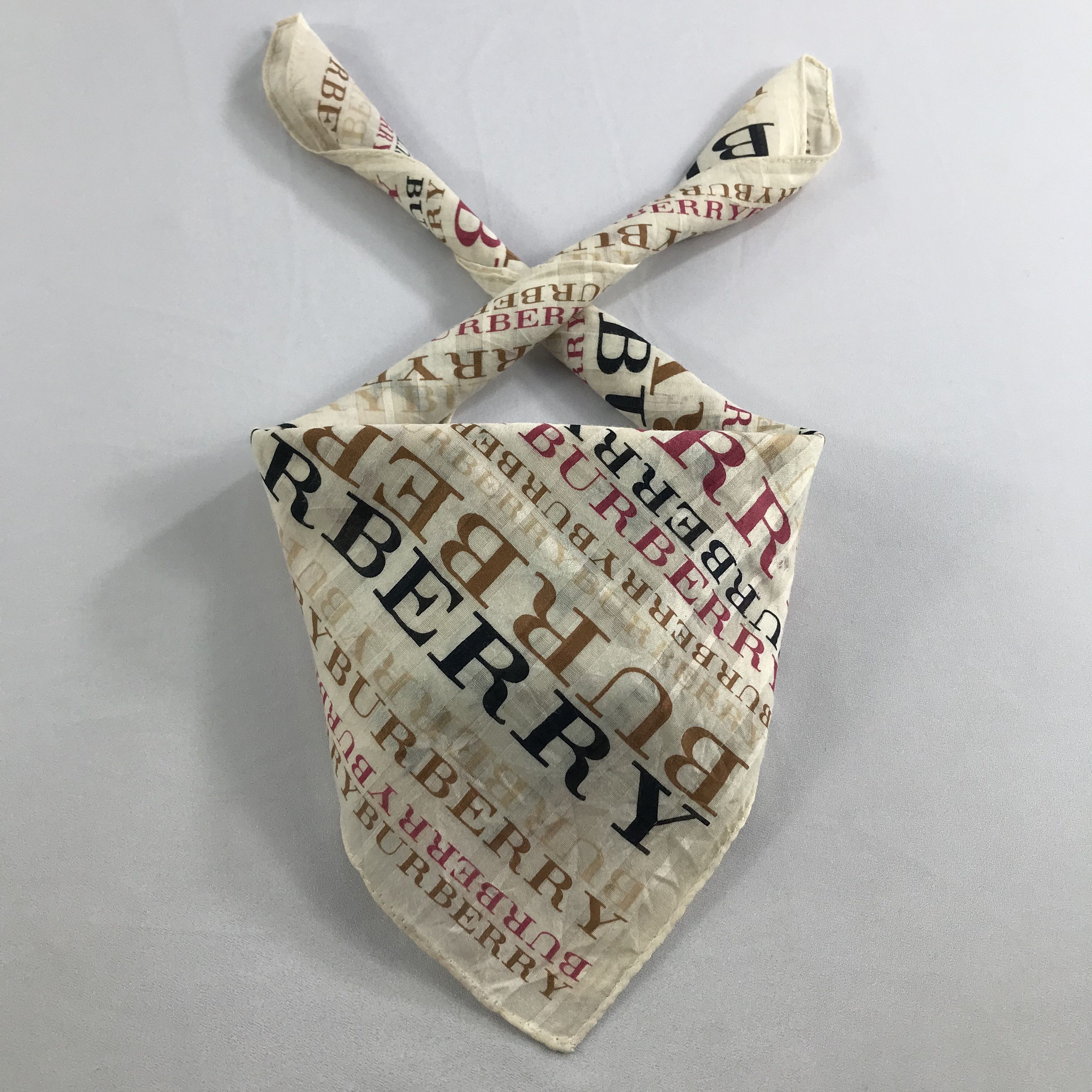 Burberry × Vintage Burberry Bandana / Handkerchief / Neckerchief - S2609 Size ONE SIZE - 4 Thumbnail