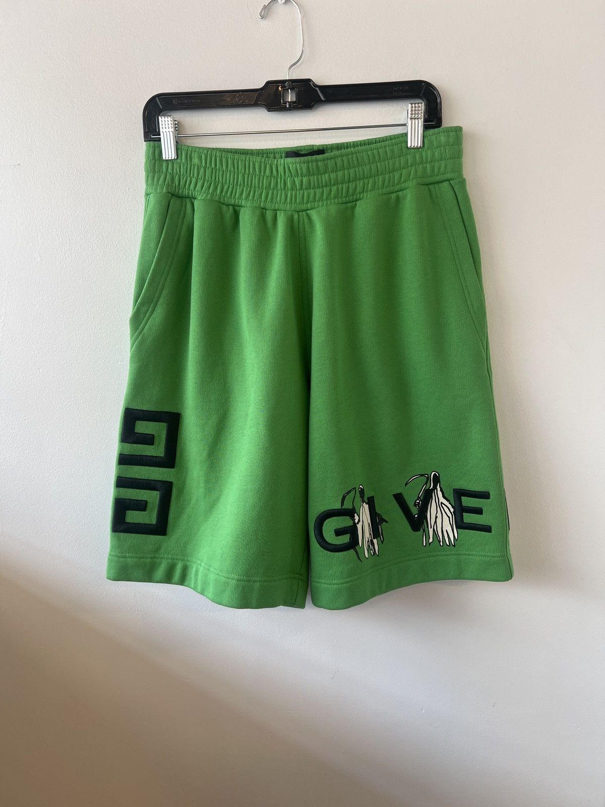 Image of Givenchy Green Embroidered Shorts, Men's (Size 30)