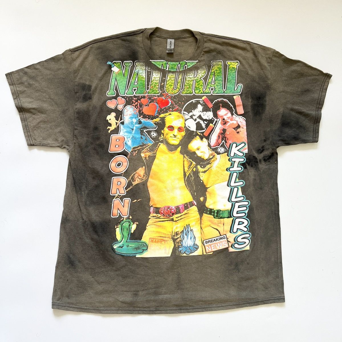 image of 2Xl Natural Born Killers T-Shirt Shirt Cult Movie 90's Y2K in Faded Black, Men's