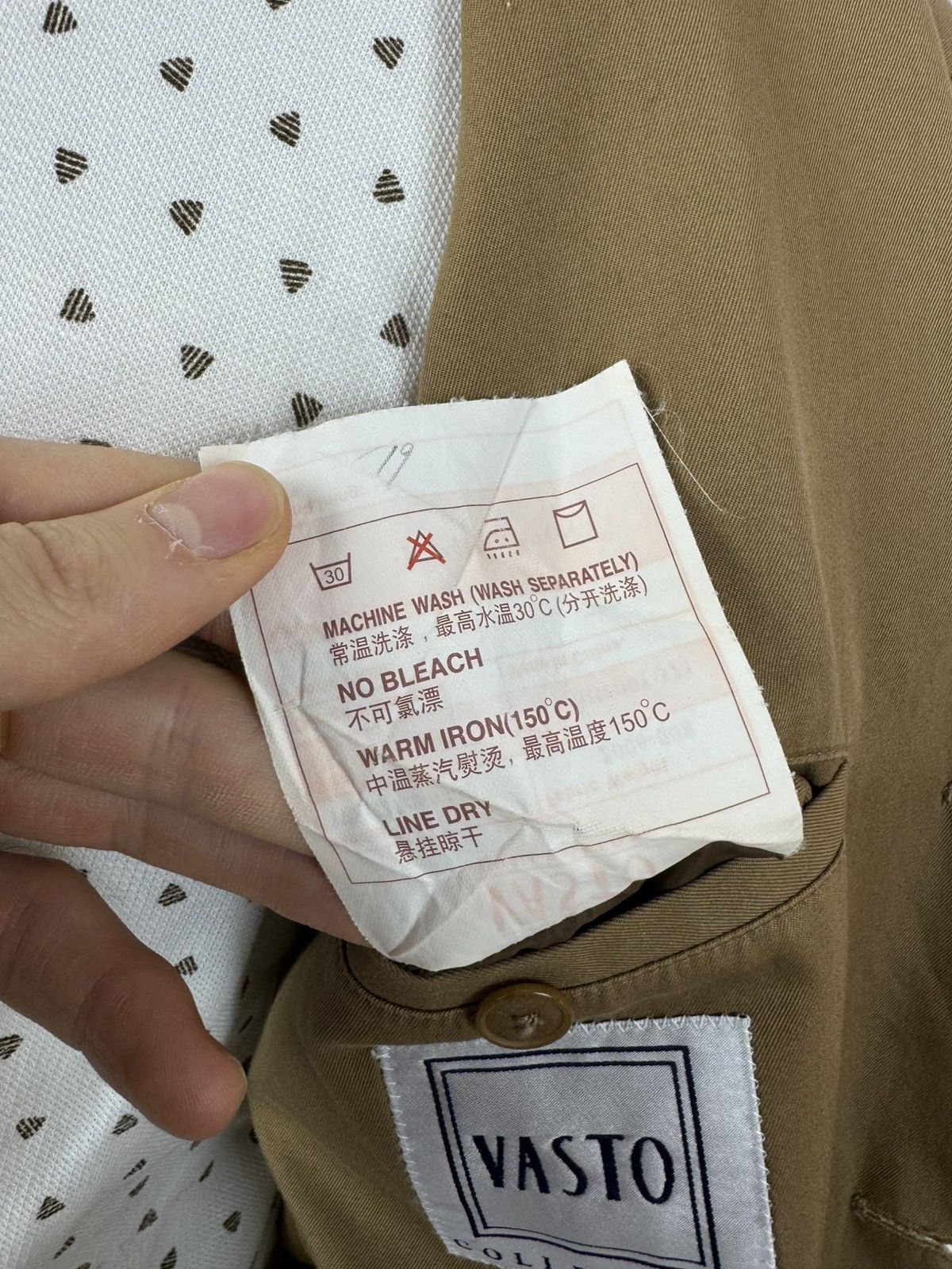 Other VASTO unlined Blazer cotton beige camel sports jacket sz 50 Size 42R - 11 Thumbnail