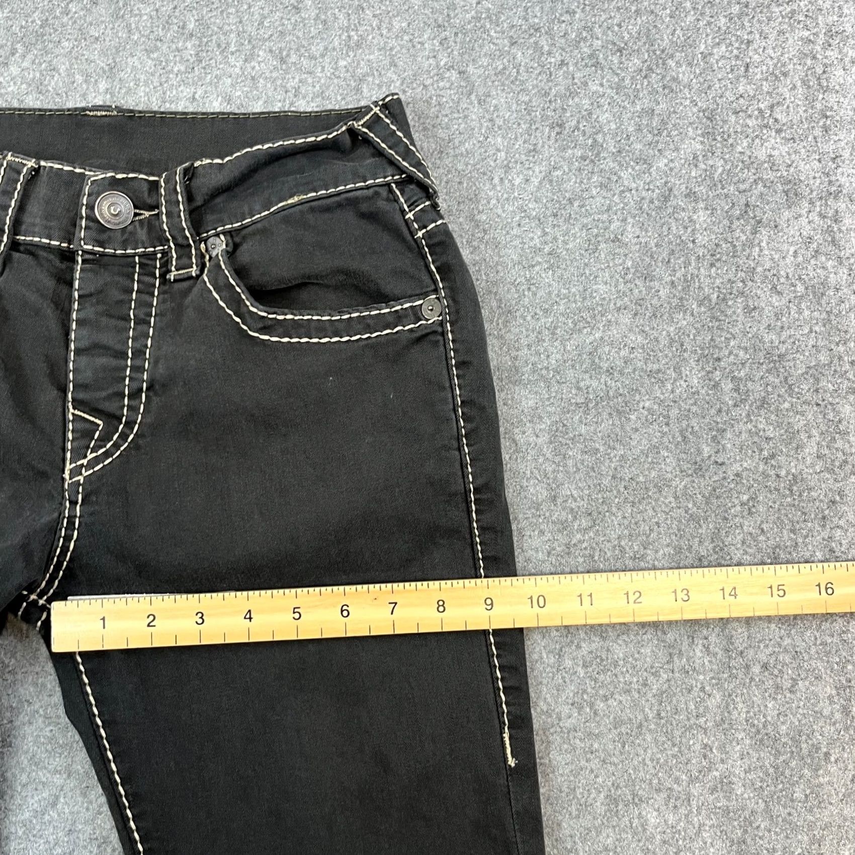 True Religion True Religion Jeans Slim Bootcut Womens 8 Denim Black 5-Pocket Design Leather Logo Button Zipper Regular Inside Leg 30in Vintage No Size 30" / US 8 / IT 44 - 7 Thumbnail
