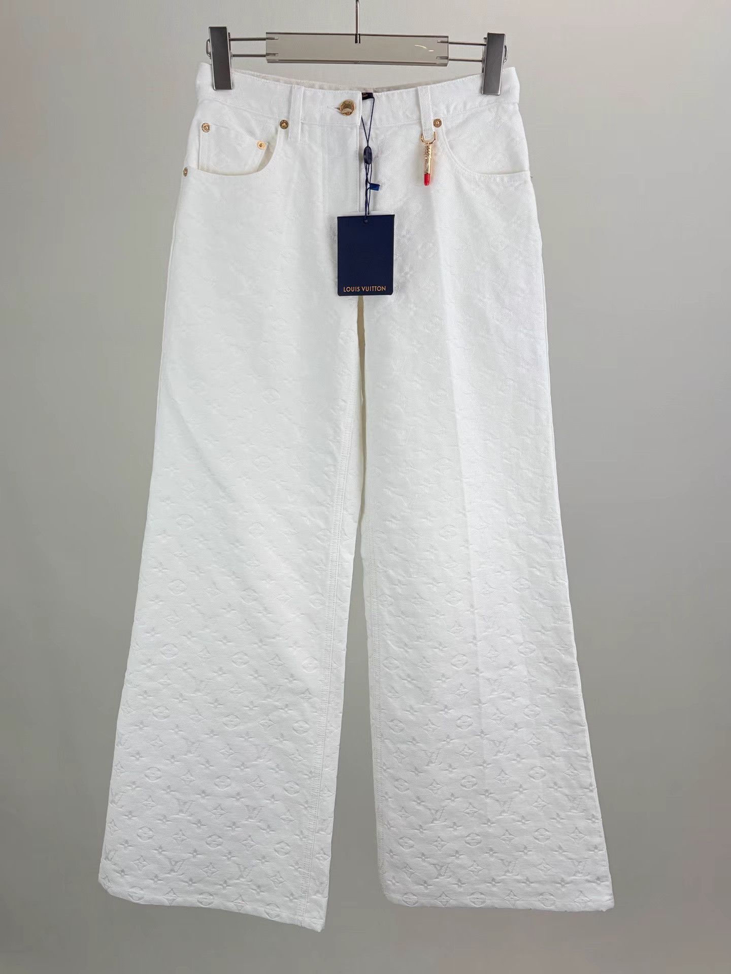 Louis Vuitton LOUIS VUITTON LV25 New White Monogram Printed Jeans Size US 34 / EU 50 - 1 Thumbnail