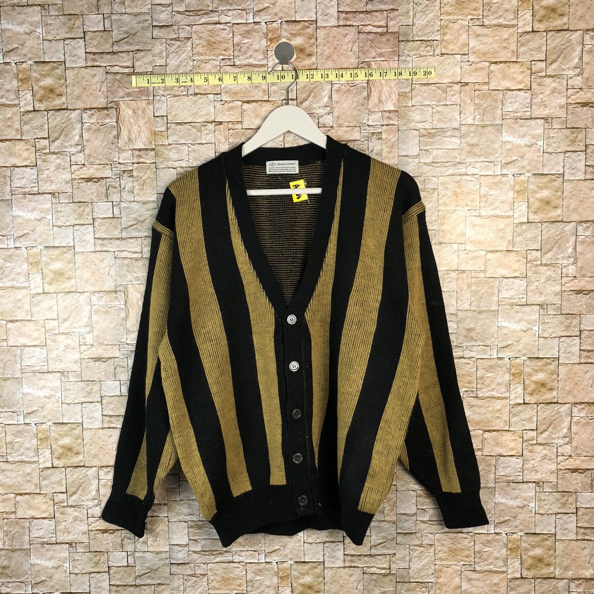 Japanese Brand Brezzey Street Brown Stripe Cardigan Knitwear #A1108 Size US L / EU 52-54 / 3 - 1 Thumbnail