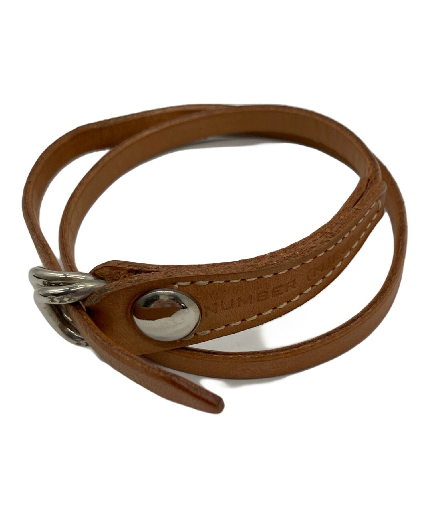 Number (N)ine NUMBER (N)INE Leather Bracelet Brown One Size Size ONE SIZE - 1 Thumbnail