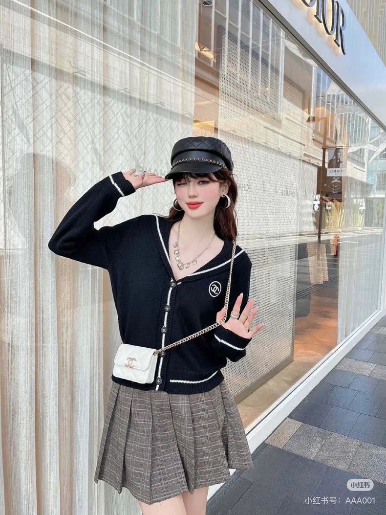 Chanel Chanel Black navy collar knitted cardigan jacket 2504-Nexta Size L / US 10 / IT 46 - 9 Thumbnail