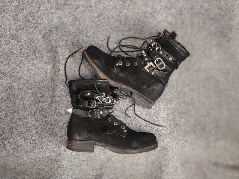 A.S.98 A.S.98 Vintage Black Suede Avant garde Mid Calf Combat Boots Size US 6 / IT 36 - 1 Thumbnail
