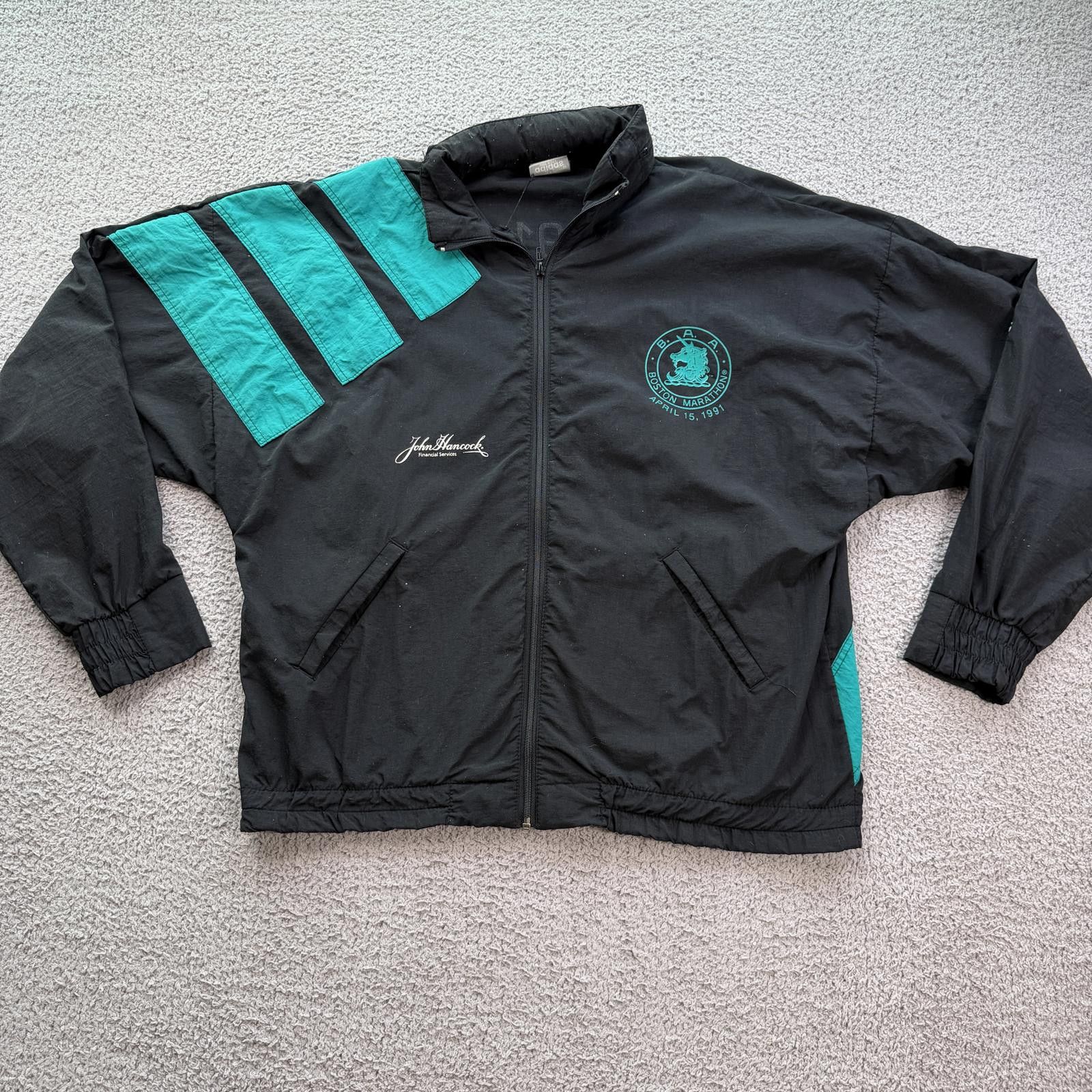 Adidas 1991 Boston Marathon Adidas Windbreaker Jacket Trefoil Y2K Size US L / EU 52-54 / 3 - 2 Thumbnail