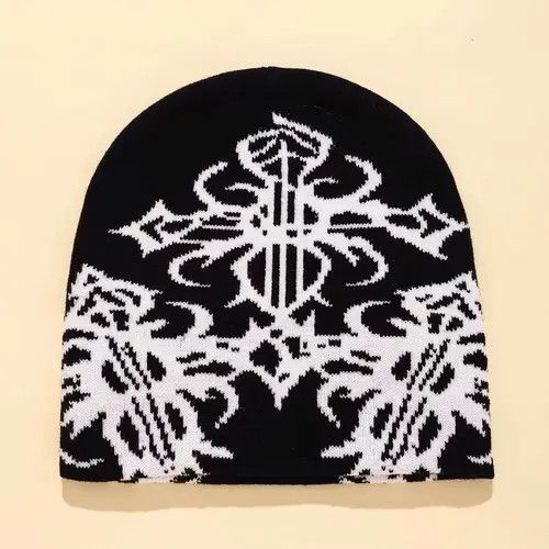 Other Retro punk gothic print beanie hat Size ONE SIZE - 8 Thumbnail