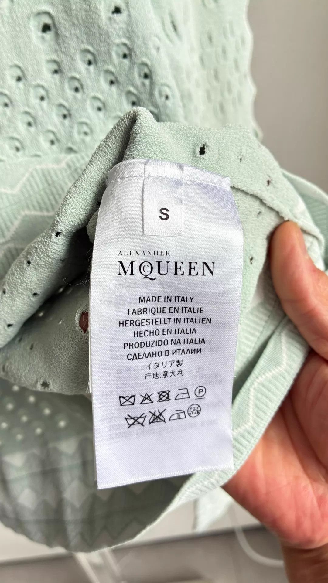 Alexander McQueen AMQ Mint Green Intricate Openwork Knit Cardi S Size S / US 4 / IT 40 - 5 Thumbnail
