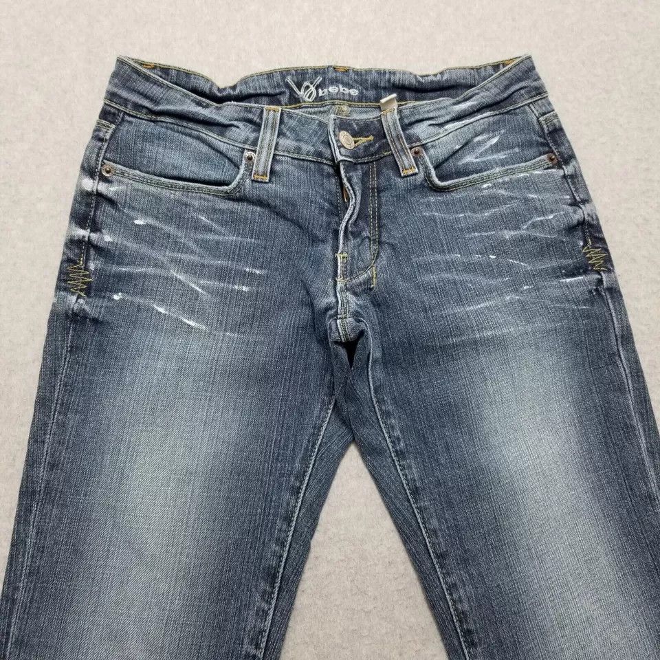 Bebe Bebe Jeans Womens 27x28 Denim Flared Low Rise Rhinestones Size 27" / US 4 / IT 40 - 5 Thumbnail