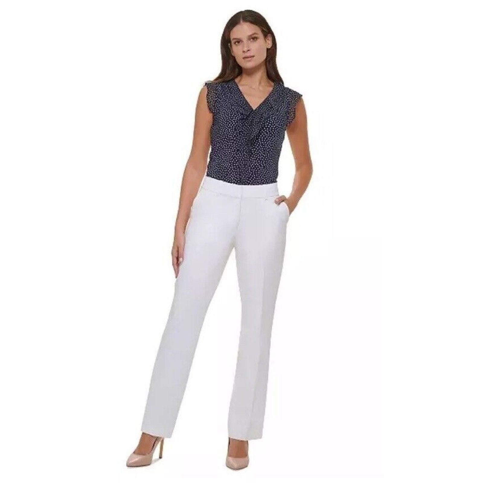 Tommy Hilfiger Tommy Hilfiger Ivory Suit Trousers Boot Leg Women’s Size 16 Size 38" / US 16 / IT 52 - 3 Thumbnail