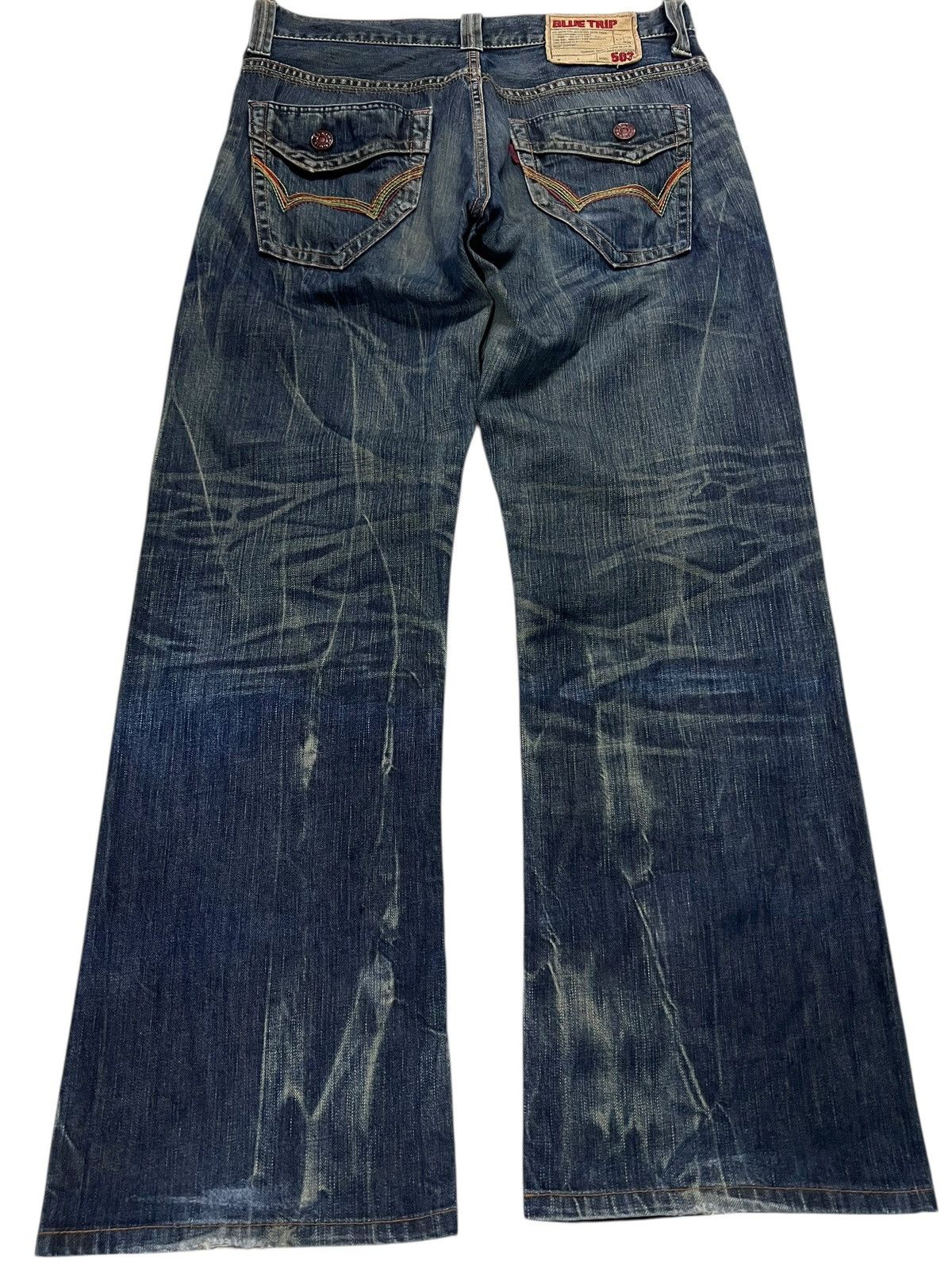 Edwin 💥Flare💥Edwin 503 Blue Trip Claw Mud Wash Jeans Size US 33 - 2 Thumbnail
