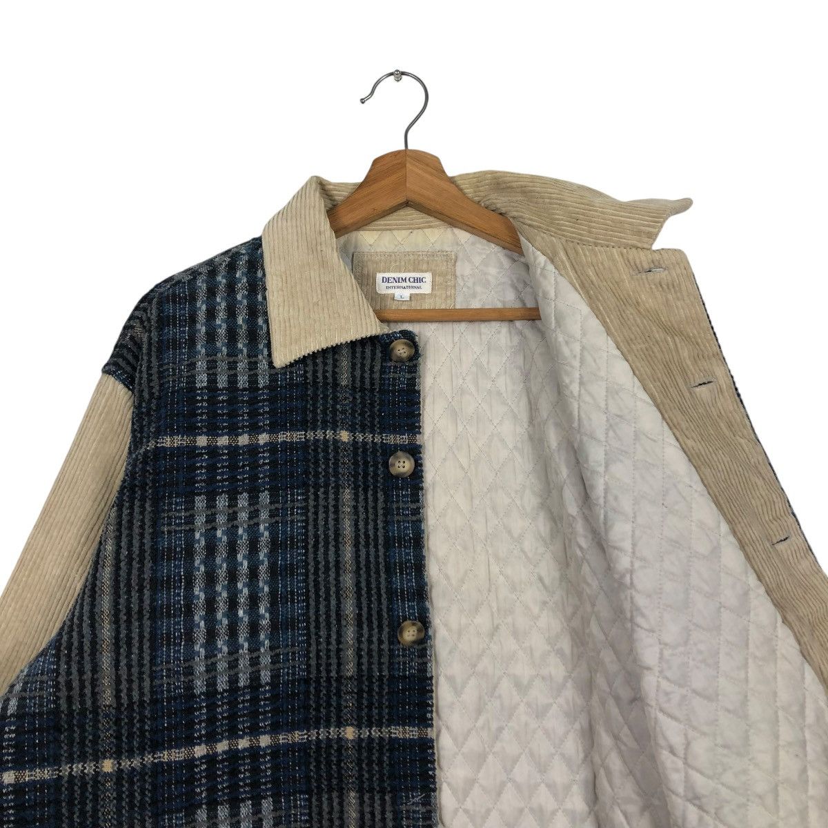 Japanese Brand 🔥PATCH WORK TARTAN DESIGN CHORE JACKET DENIM CHIC Size US L / EU 52-54 / 3 - 14 Thumbnail