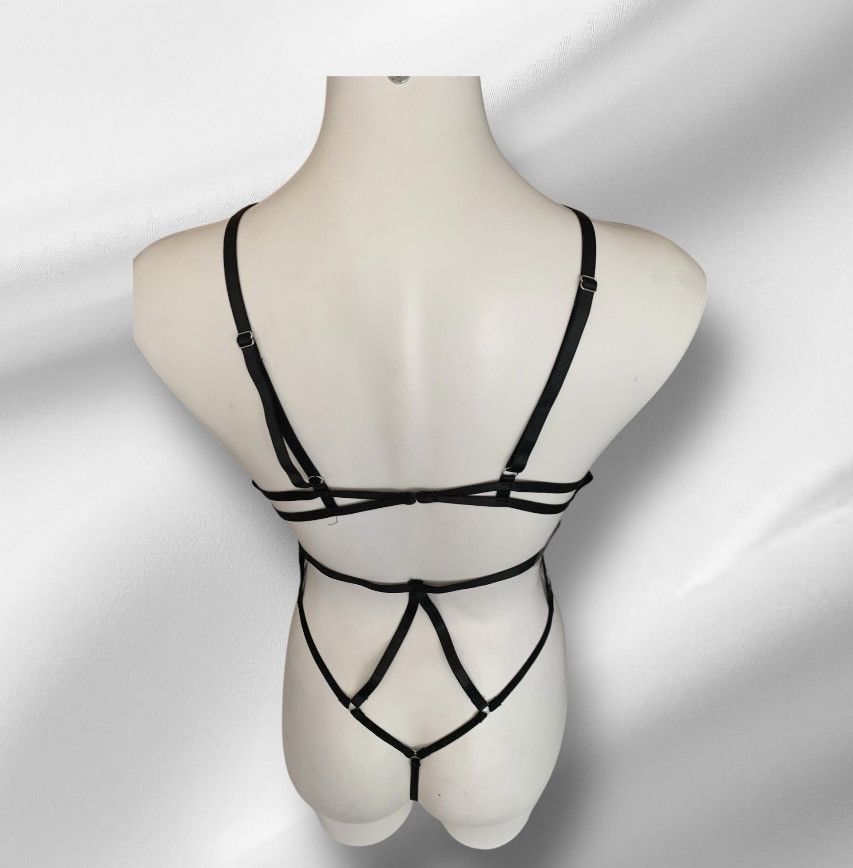 Designer NWT Grey & Black Floral Mesh Bodysuit Sheer Thong S/M Size M / US 6-8 / IT 42-44 - 9 Thumbnail