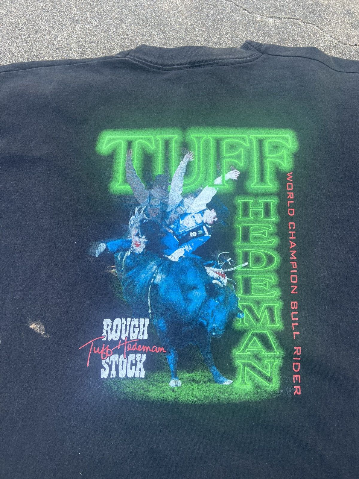 Vintage Vintage 90s Tuff Hedeman Bull Riding Rough Stock Tshirt Size US XL / EU 56 / 4 - 4 Thumbnail