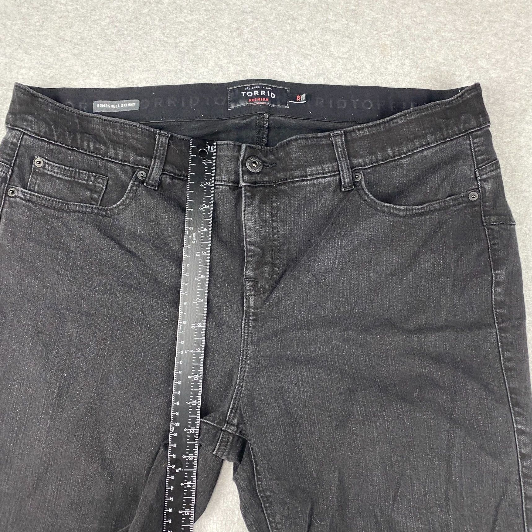 Torrid Torrid Jeans Womens 22R Black Ankle Premium Stretch High Rise Skinny Denim 5-Pocket Modern Distressed Size 40" / US 18 - 4 Thumbnail