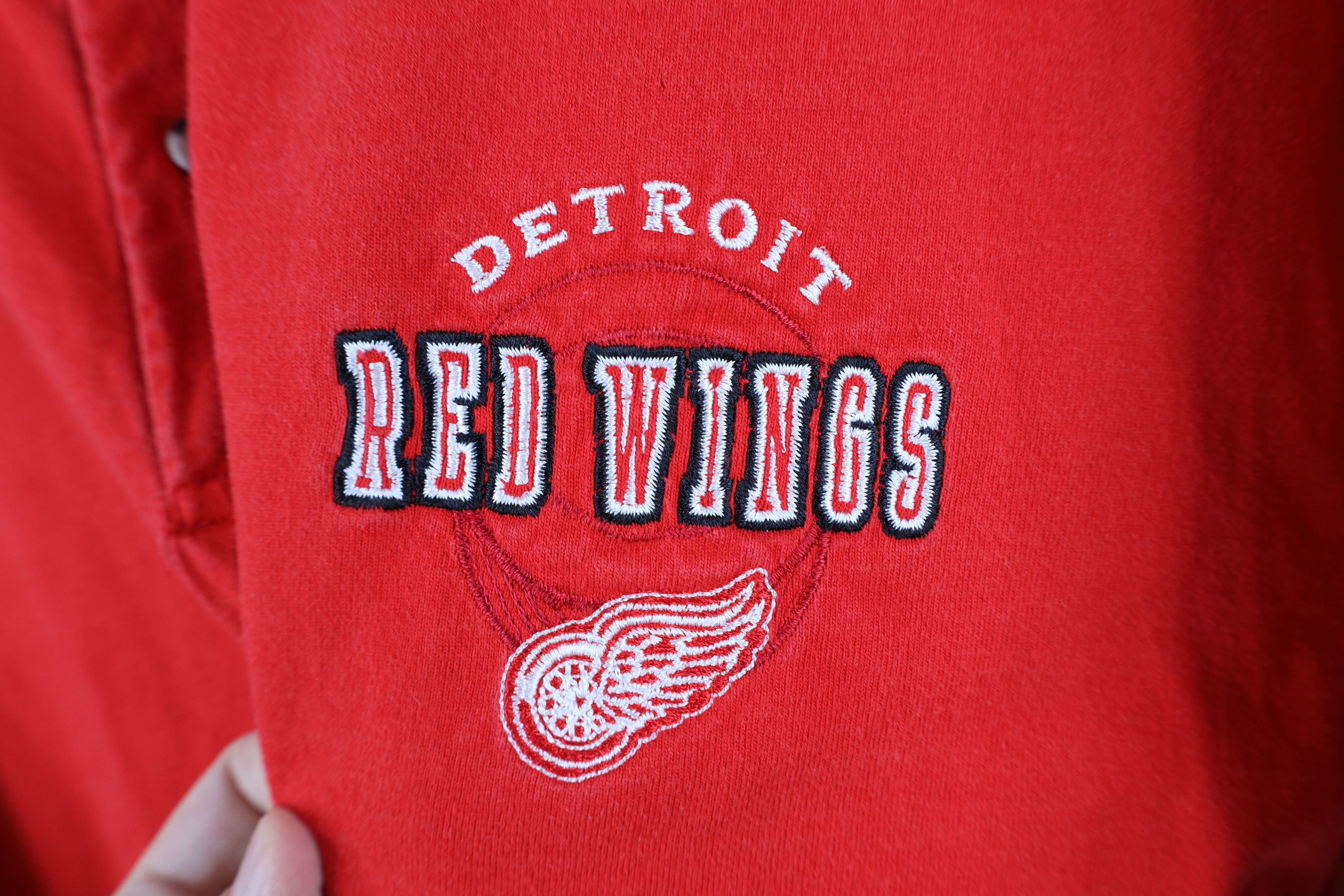 Vintage Vintage 90s Heavyweight Red Wings Hockey Long Sleeve Polo Size US XL / EU 56 / 4 - 4 Thumbnail