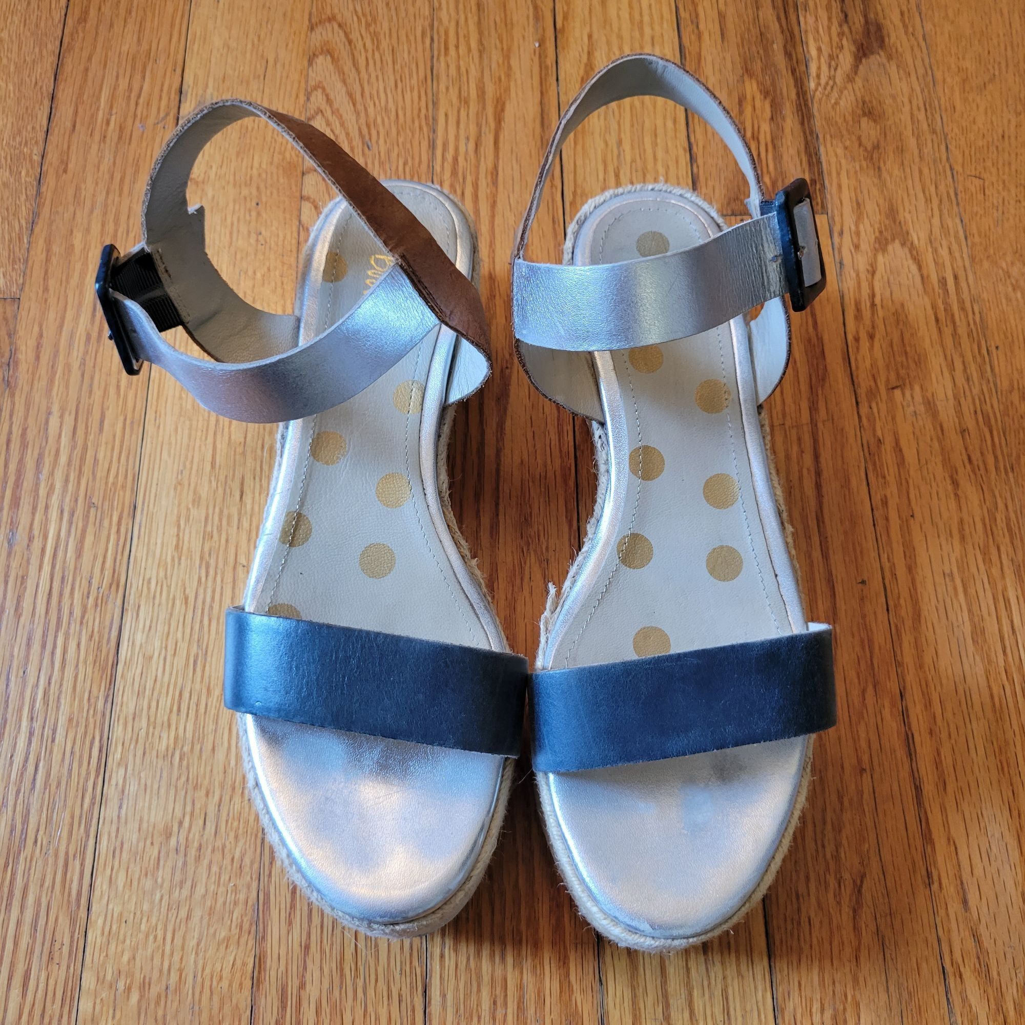 Boden Boden Espadrille Platform Sandals 40 Brown Blue Metallic Sil Size US 8.5 / IT 38.5 - 2 Thumbnail