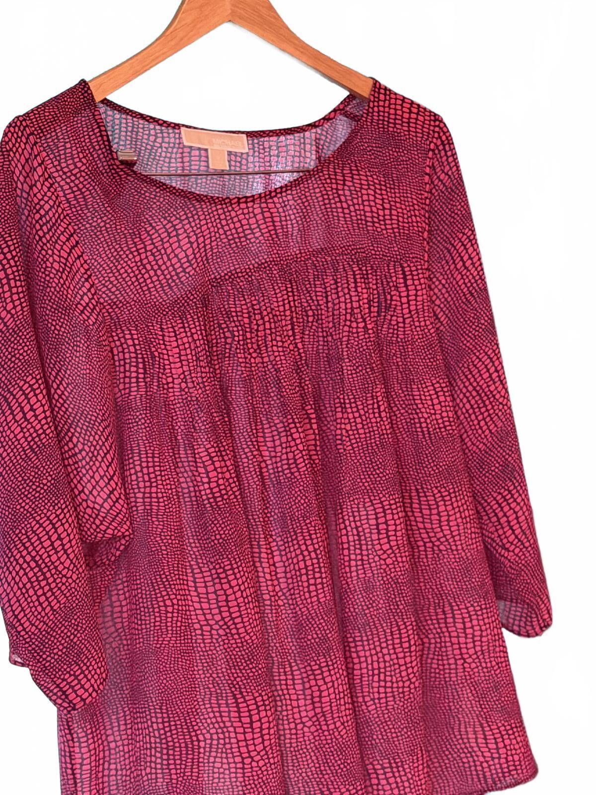 Michael Kors Michael Kors Pink Patterned Long Sleeve Blouse Size XL / US 12-14 / IT 48-50 - 3 Thumbnail