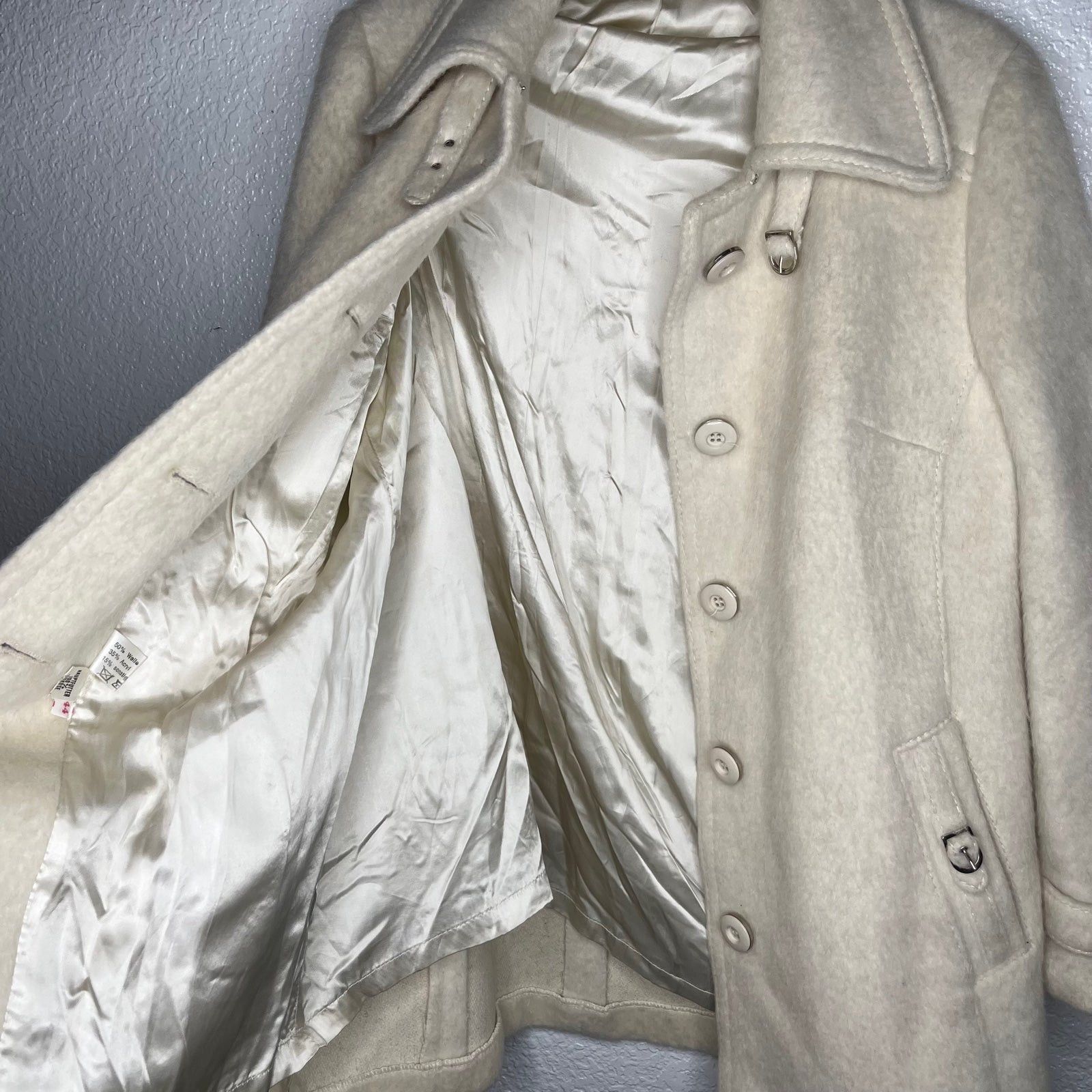 Vintage Vintage 60’s German Cream Wool Acrylic Peacoat Size L / US 10 / IT 46 - 5 Thumbnail