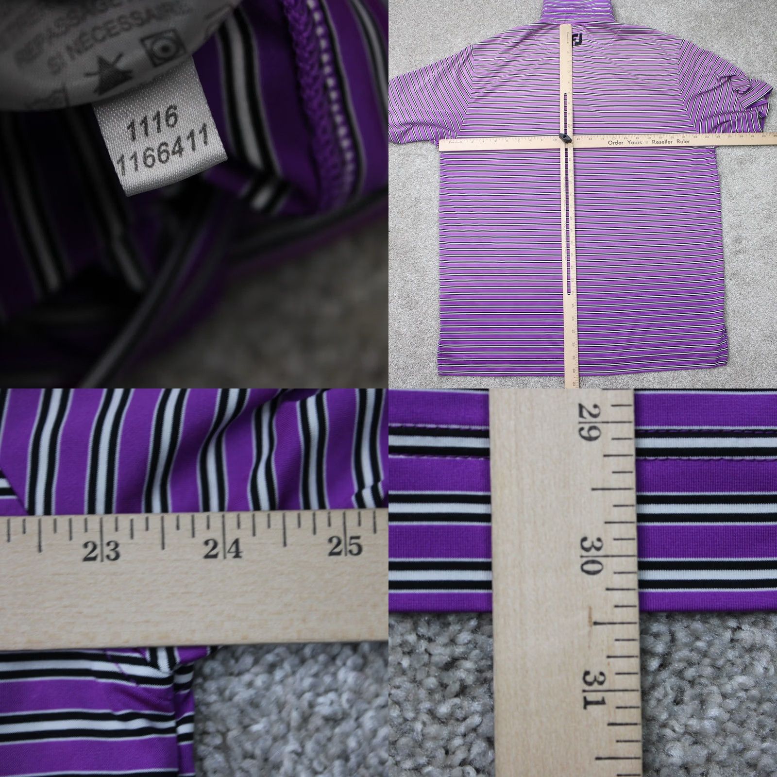 Footjoy FootJoy Polo Shirt Mens Large Purple Striped Short Sleeve Polyester Stretch Golf Shirt Size US L / EU 52-54 / 3 - 8 Thumbnail