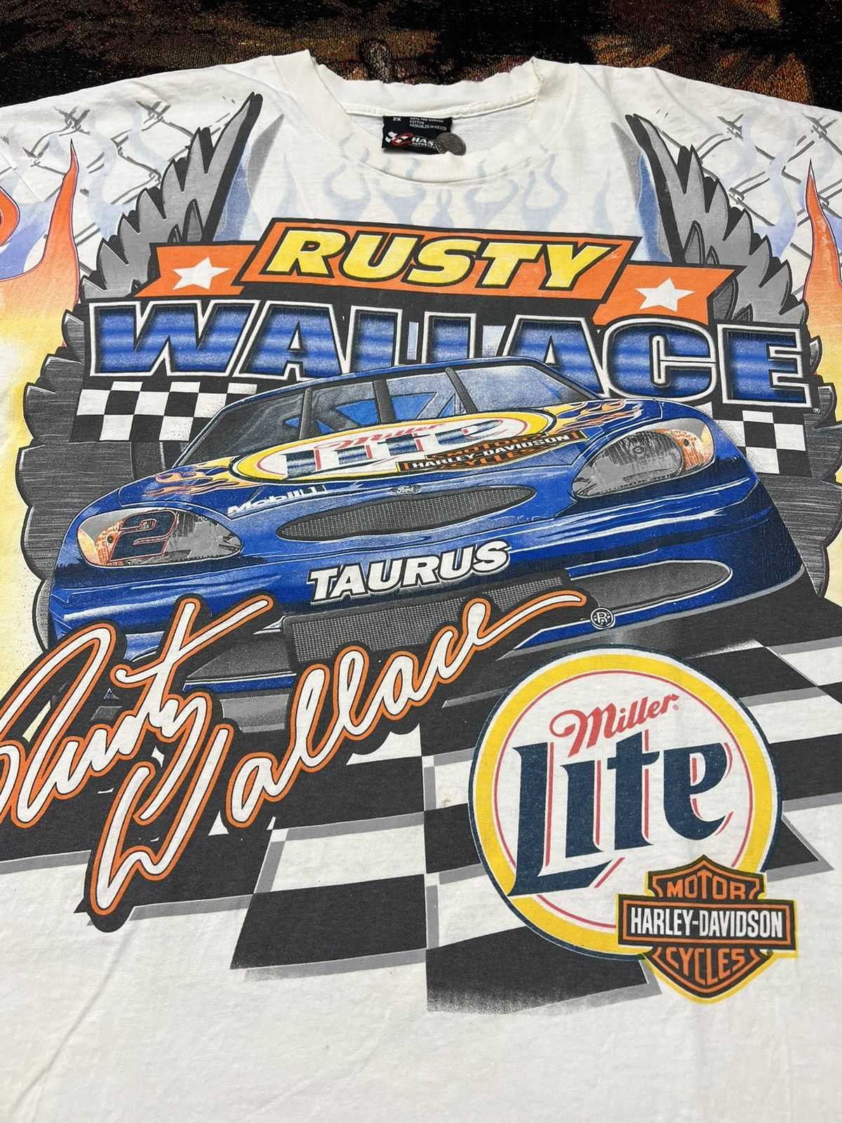 NASCAR Vintage Rusty Wallace Harley Davidson AOP Tee Size US XXL / EU 58 / 5 - 1 Thumbnail